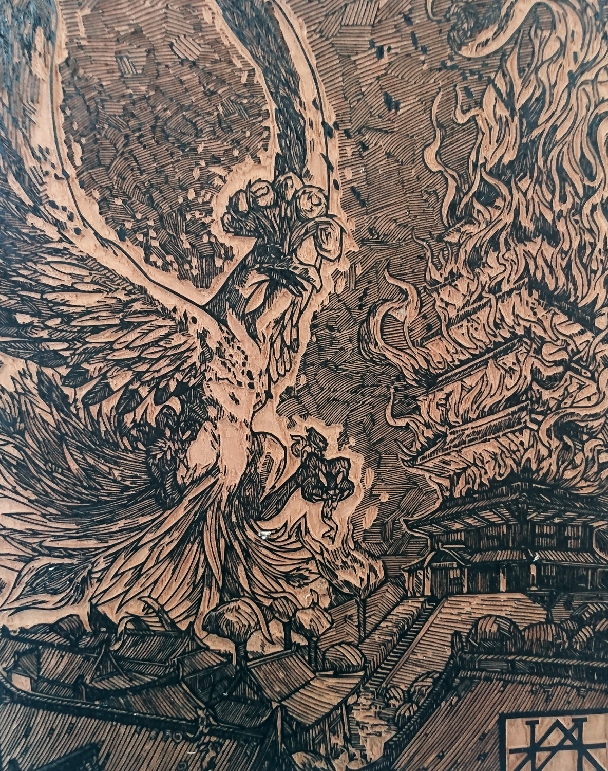 HO-OH - Handmade woodblock print - 28x22 cm