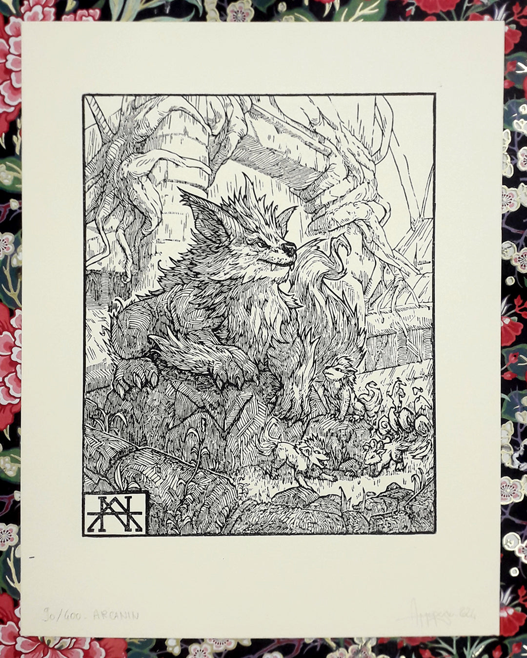 ARCANIN - Handmade woodblock print - 28x22cm