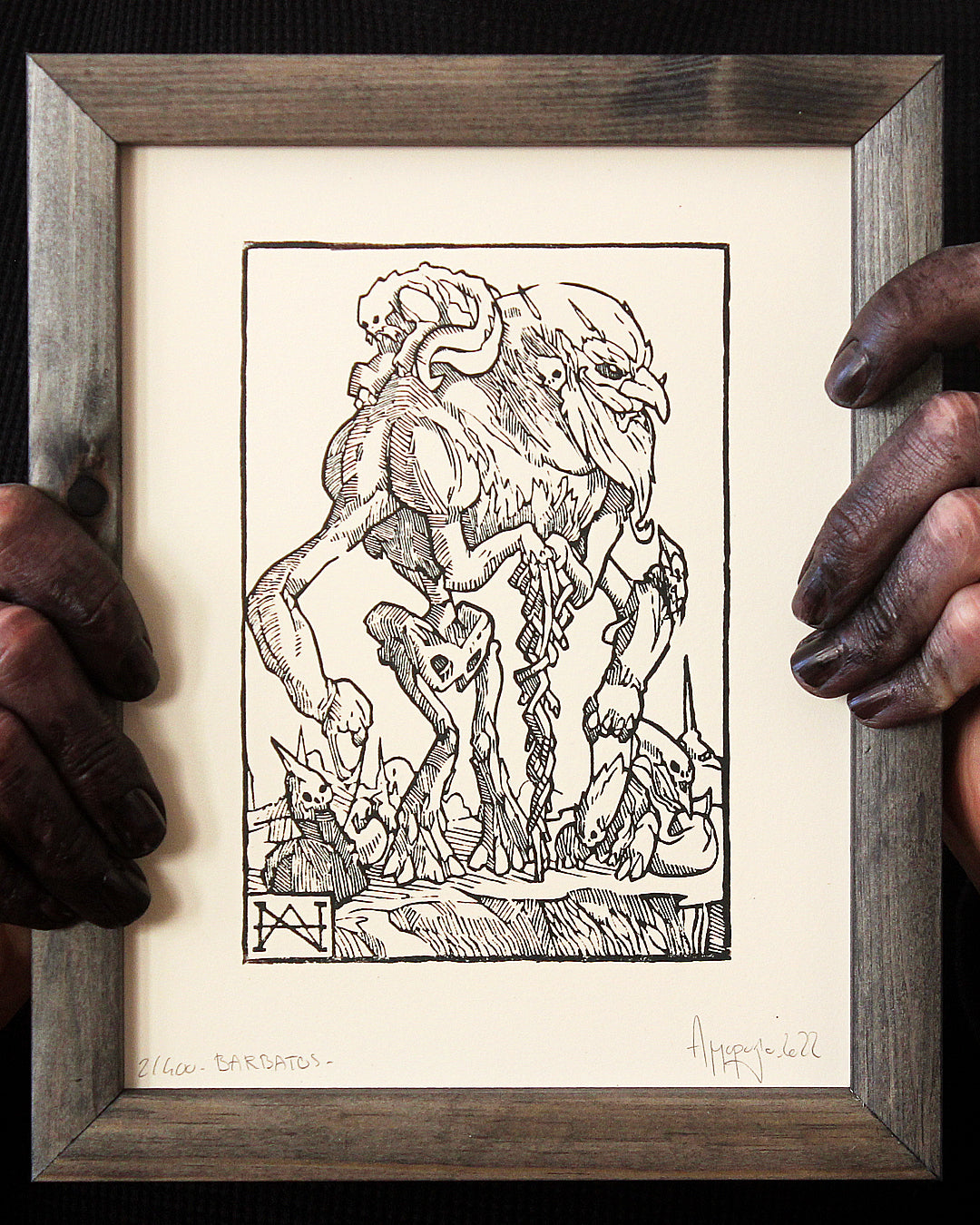 BARBATOS - Handmade woodblock print - 22x16cm