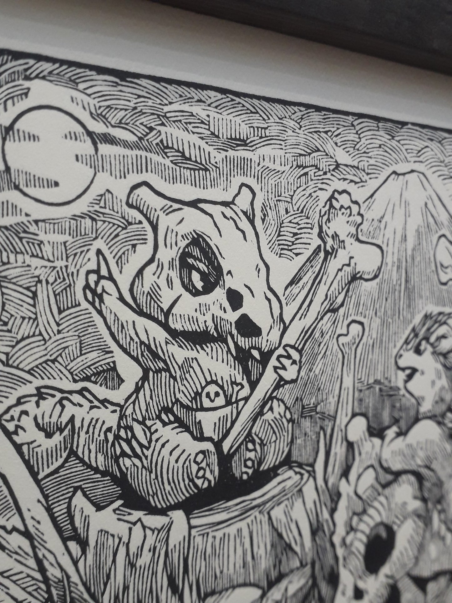 CUBONE - Handmade woodblock print - 22x16cm