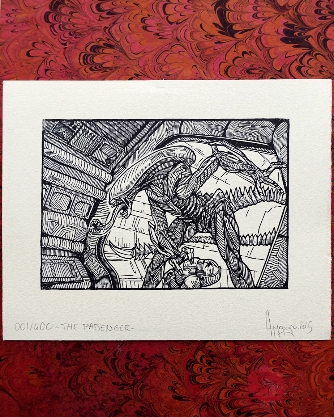 ALIEN - Handmade woodblock print - 22x16cm