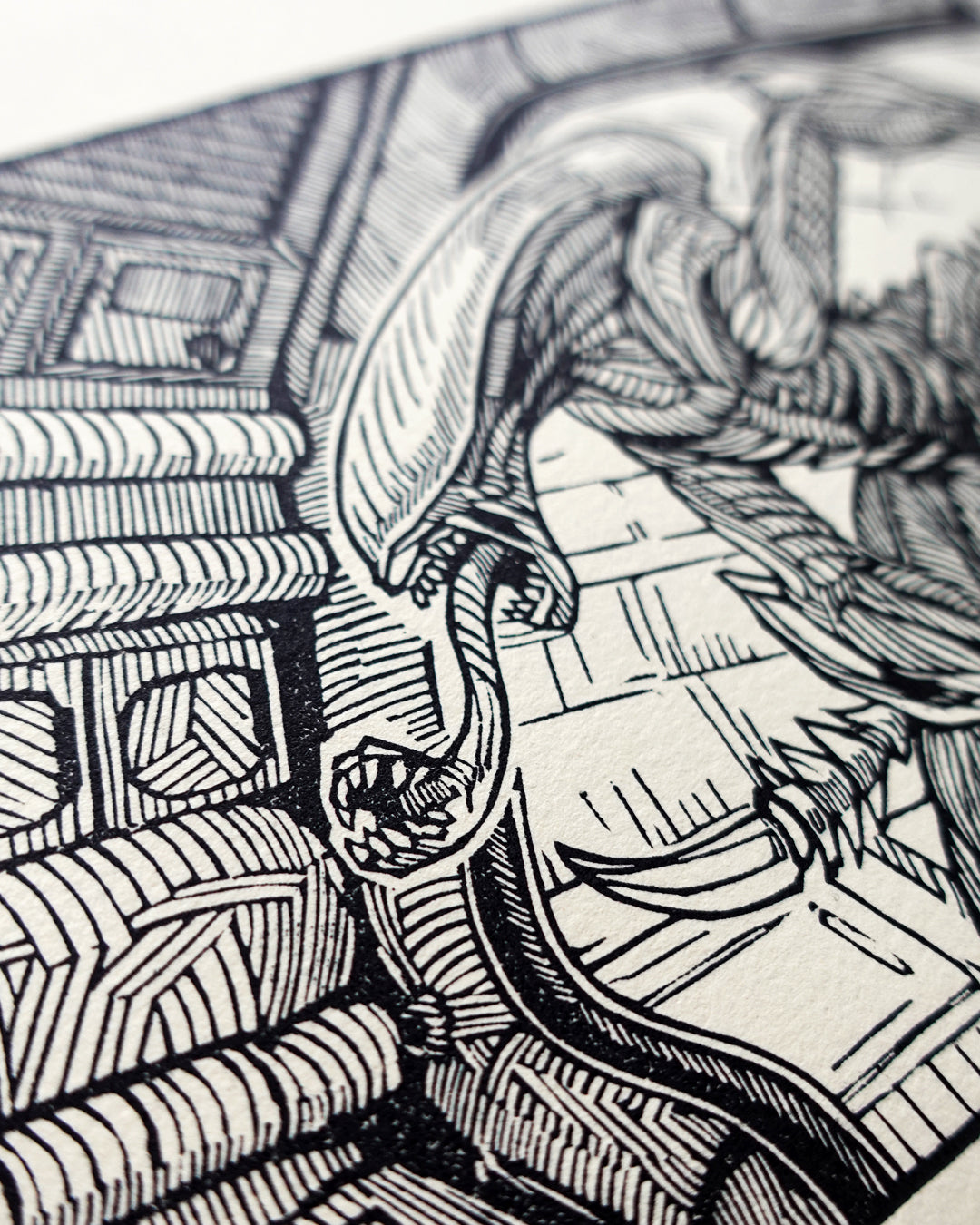 ALIEN - Handmade woodblock print - 22x16cm