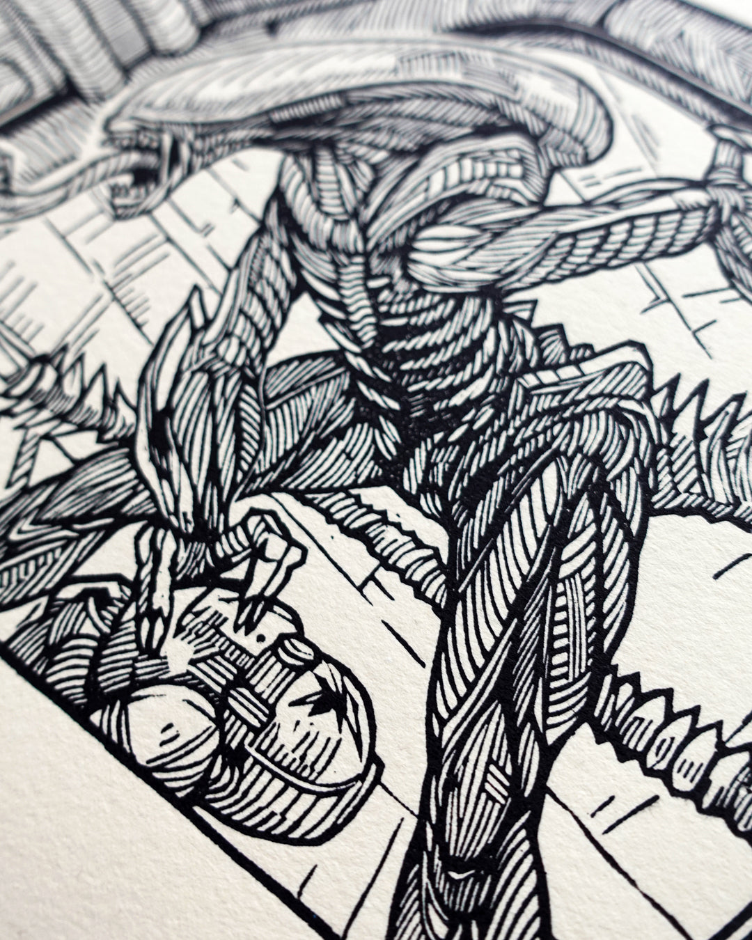 ALIEN - Handmade woodblock print - 22x16cm