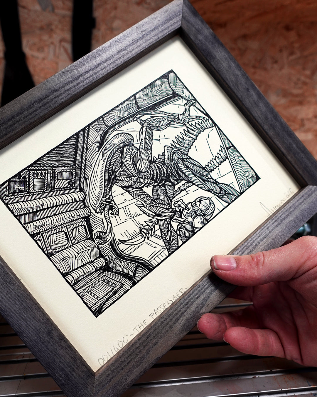 ALIEN - Handmade woodblock print - 22x16cm