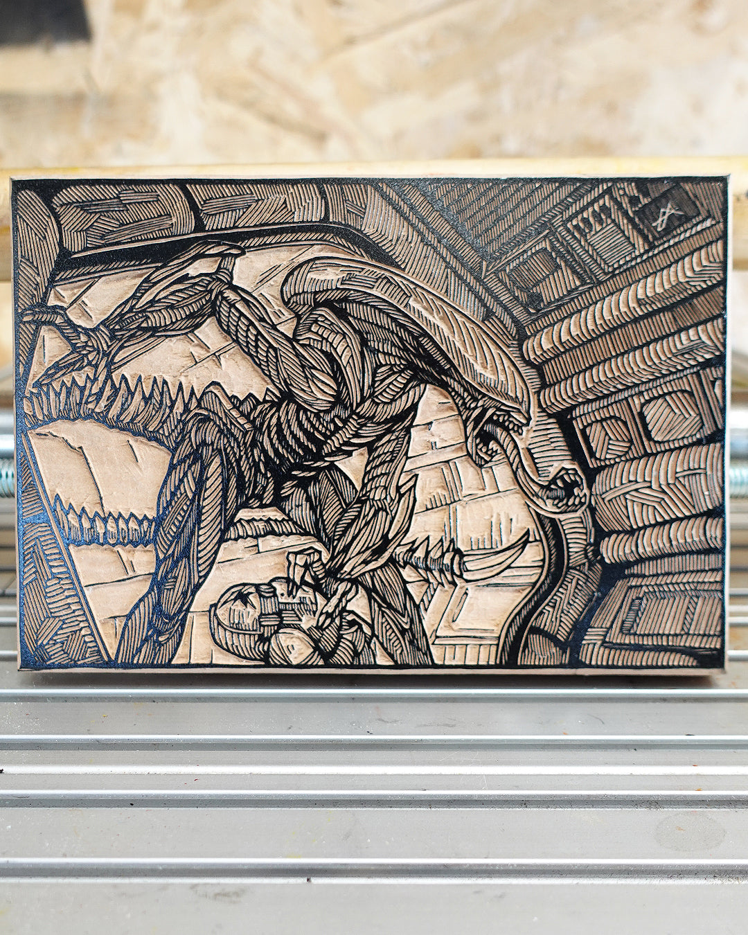 ALIEN - Handmade woodblock print - 22x16cm