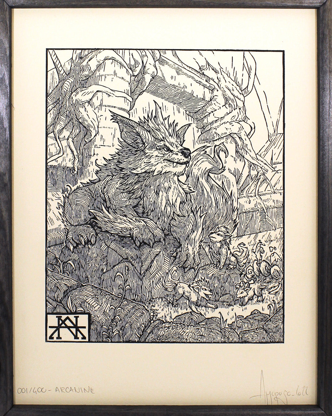 ARCANIN - Handmade woodblock print - 28x22cm