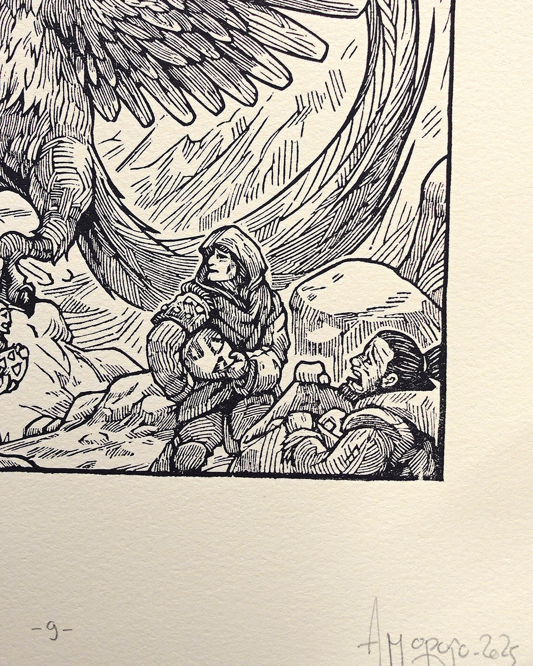 ARTICUNO - Handmade woodblock print - 28x22cm