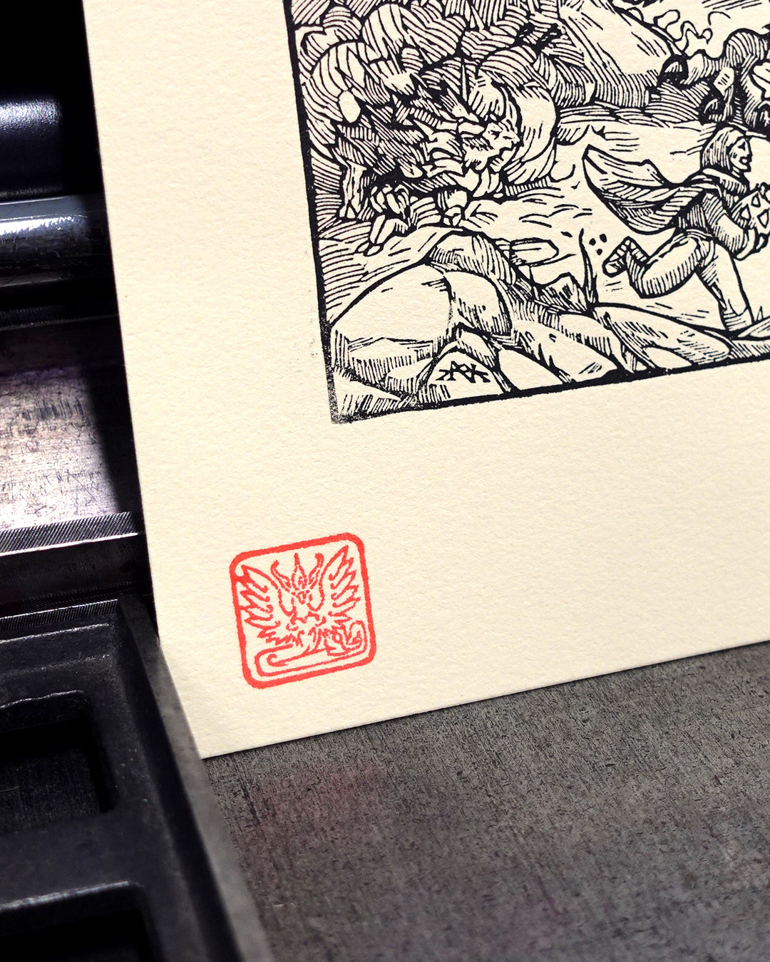 ARTICUNO - Handmade woodblock print - 28x22cm