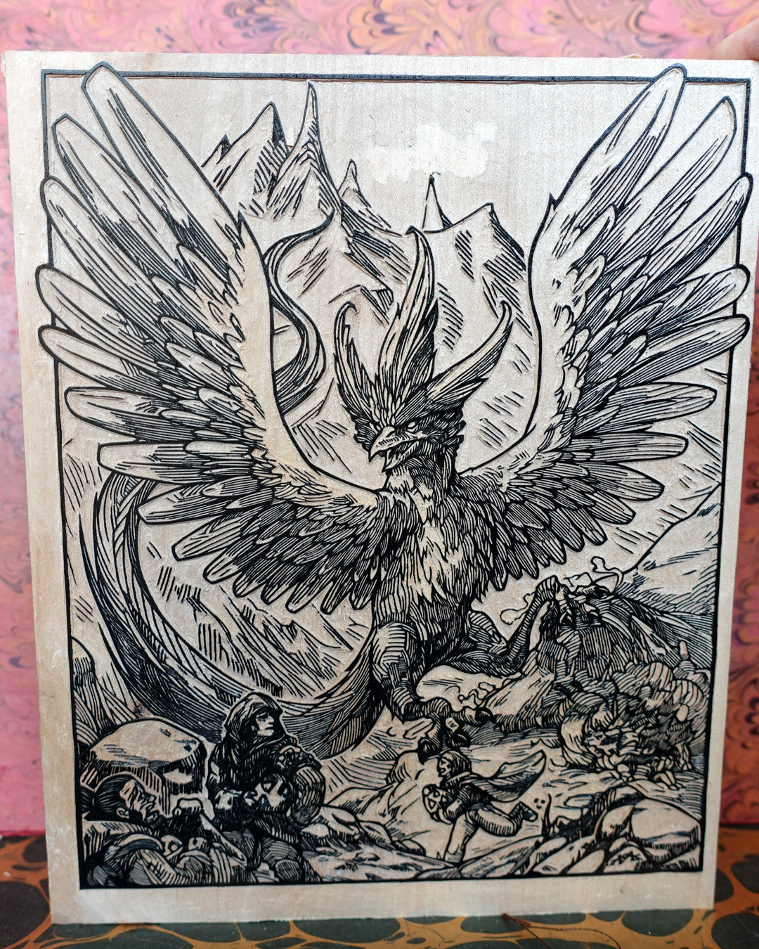 ARTICUNO - Handmade woodblock print - 28x22cm