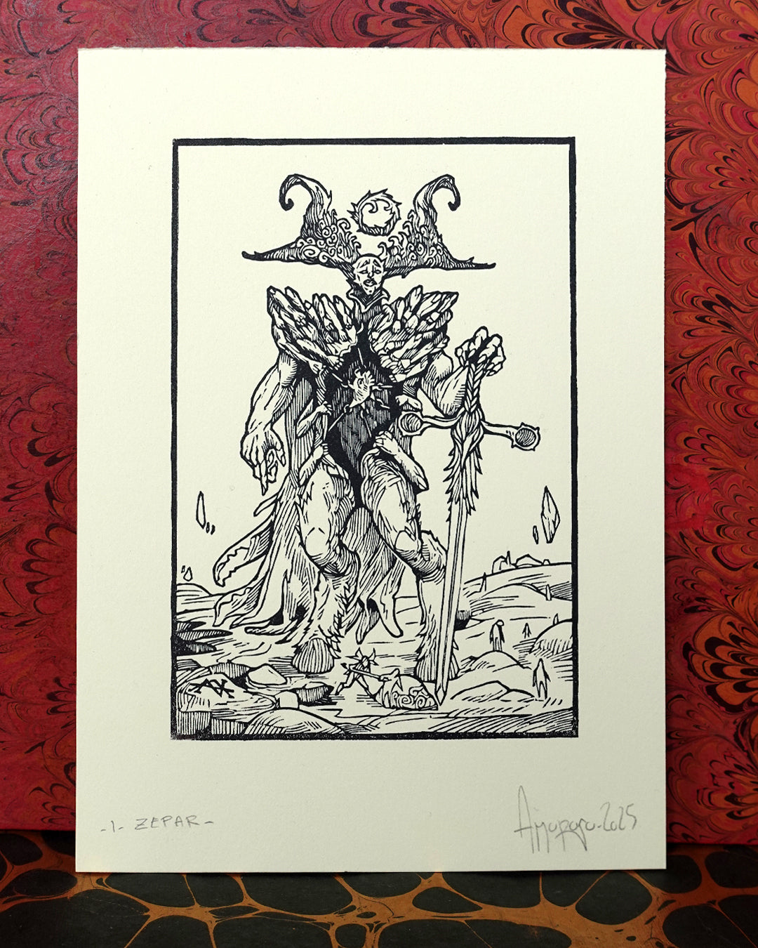 ZEPAR - Handmade woodblock print - 22x16cm