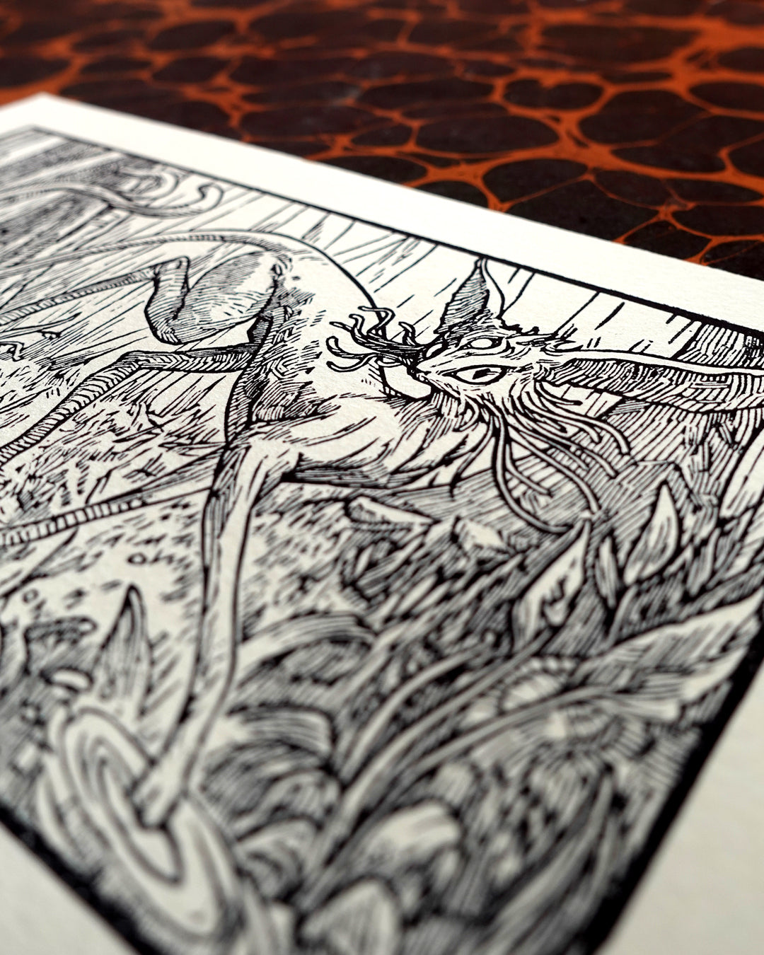 ESPEON - Handmade woodblock print - 14x22cm