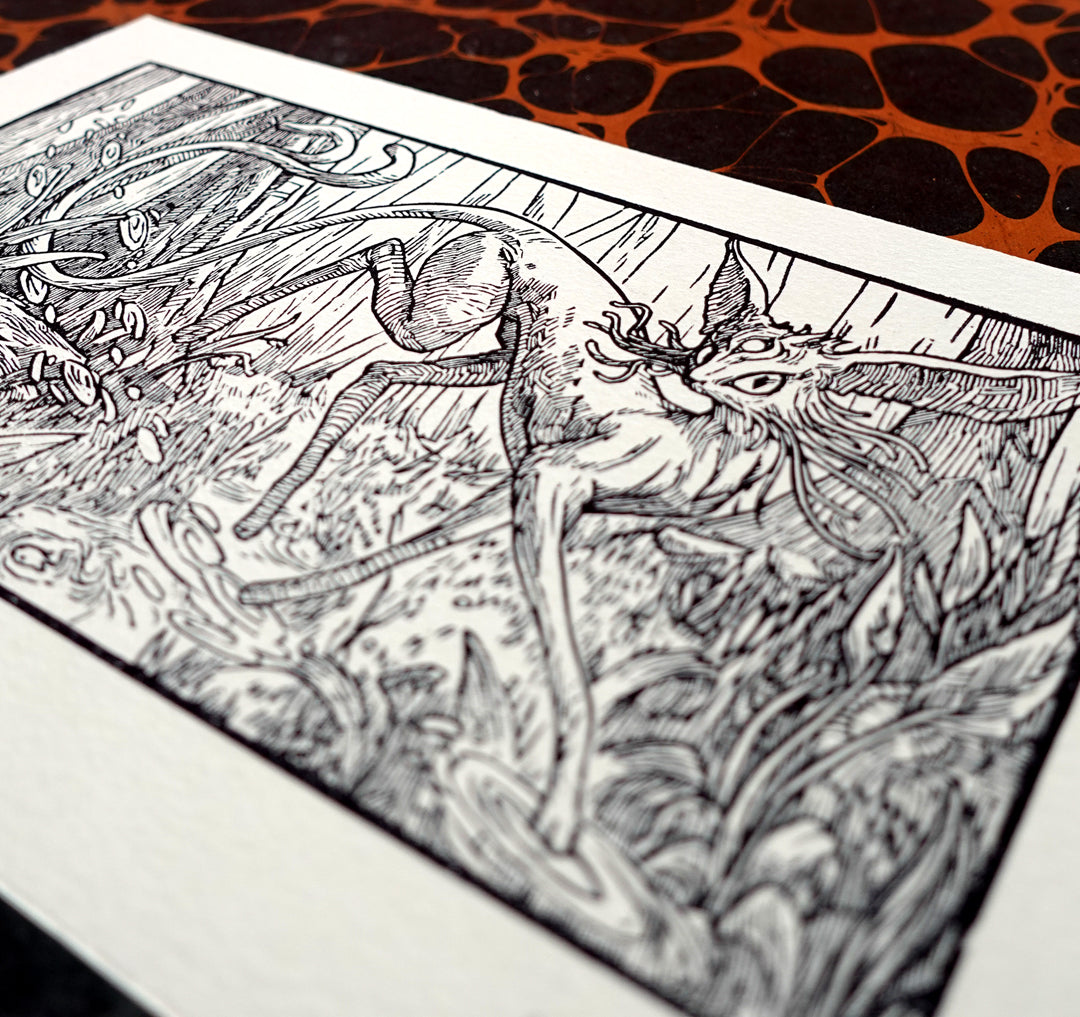 ESPEON - Handmade woodblock print - 14x22cm