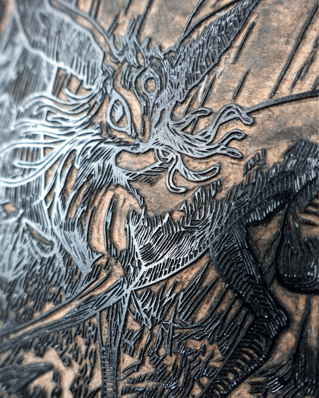 ESPEON - Handmade woodblock print - 14x22cm