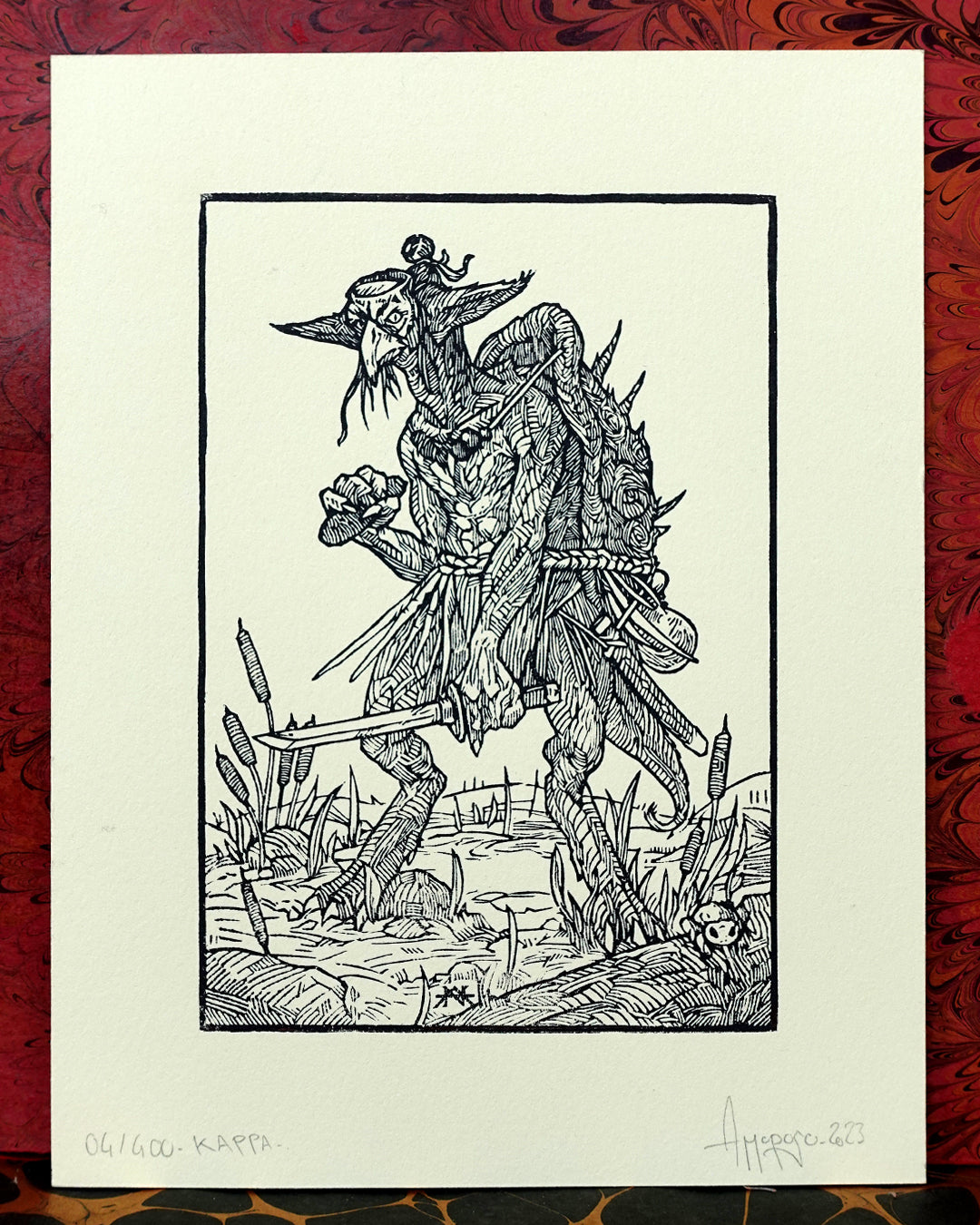 THE KAPPA - Handmade woodblock print - 22x17cm