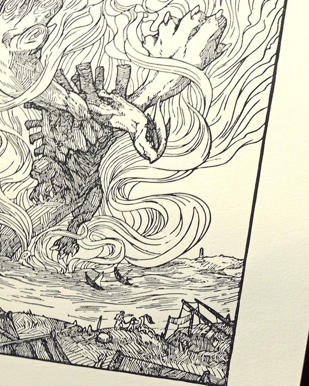 LUGIA - Handmade woodblock print - 28x22 cm