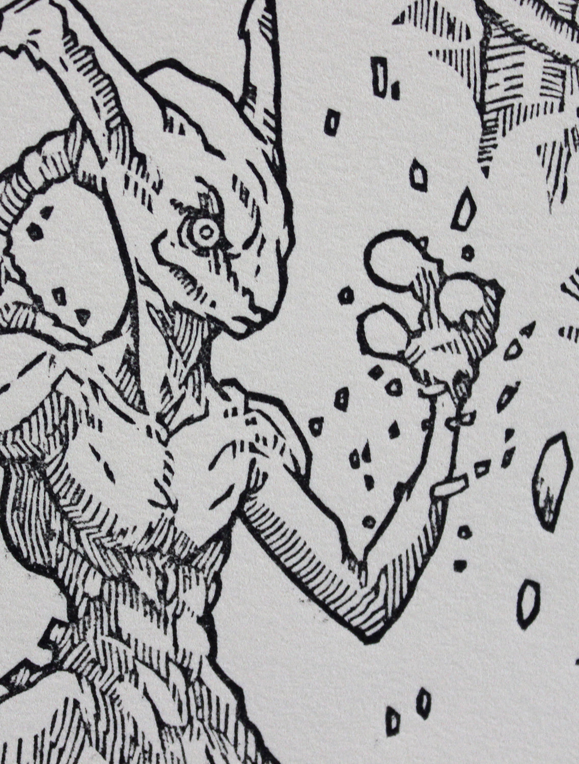 MEWTWO - Handmade woodblock print - 28x22cm