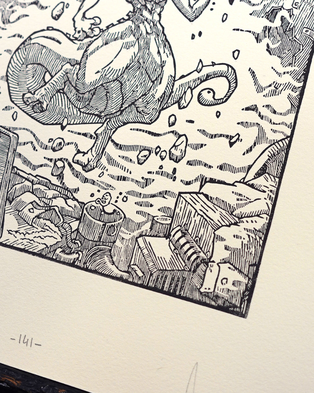 MEWTWO - Handmade woodblock print - 28x22cm