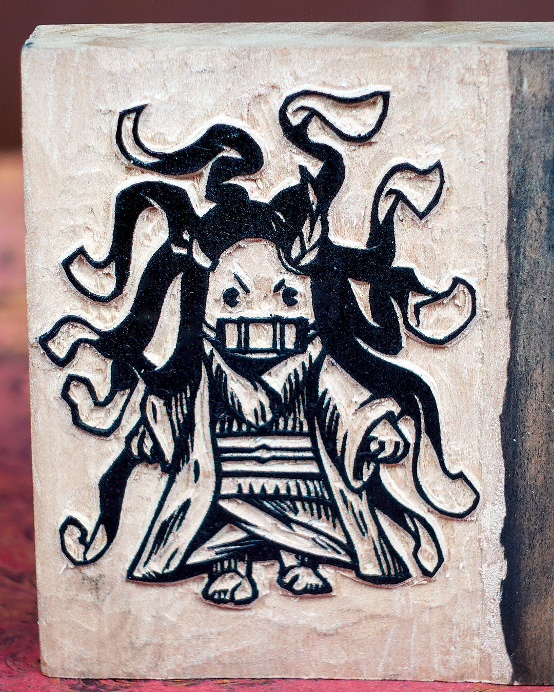 Book Monster - Handmade woodblock bookmark - Chibi Nezuko