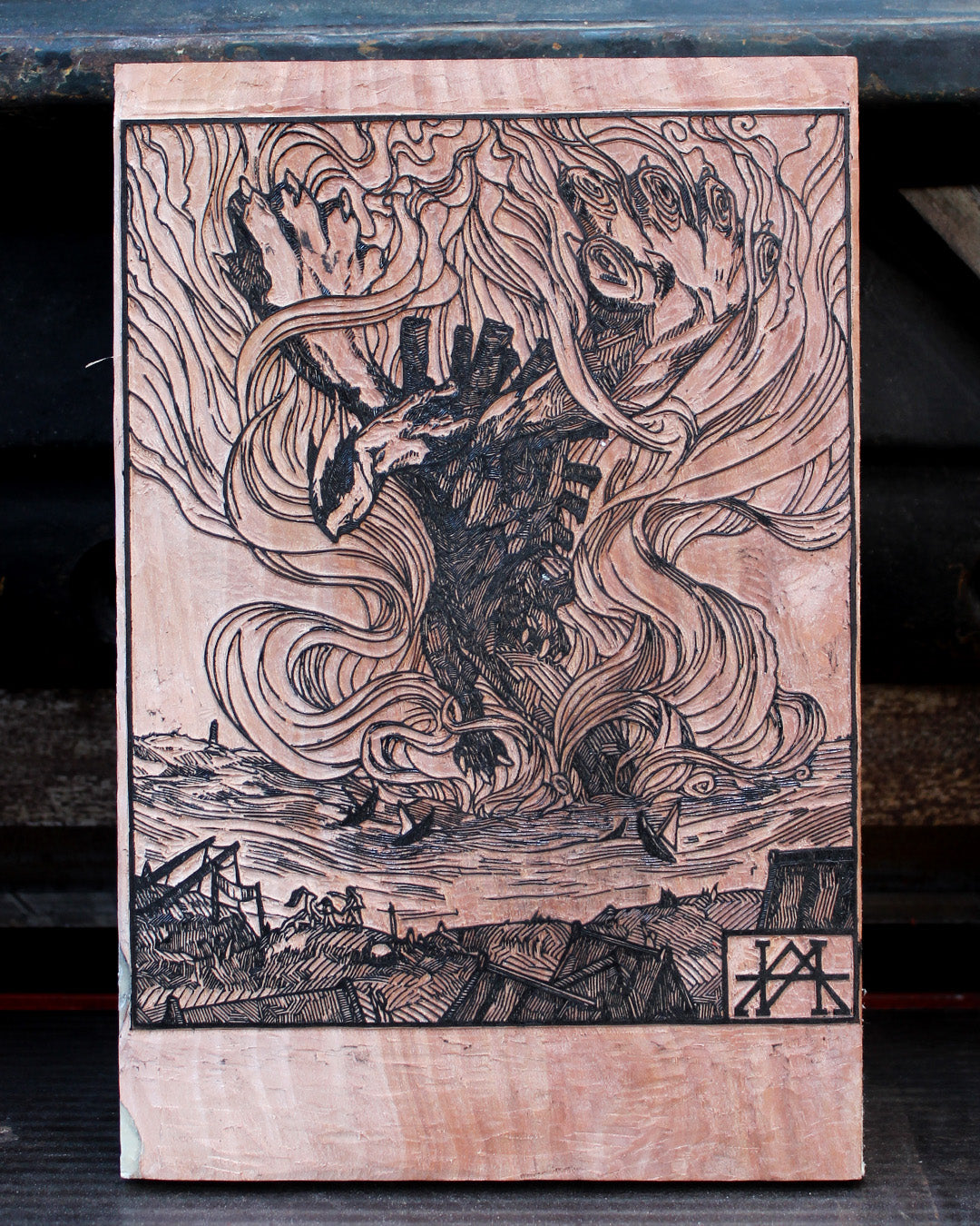 LUGIA - Handmade woodblock print - 28x22 cm