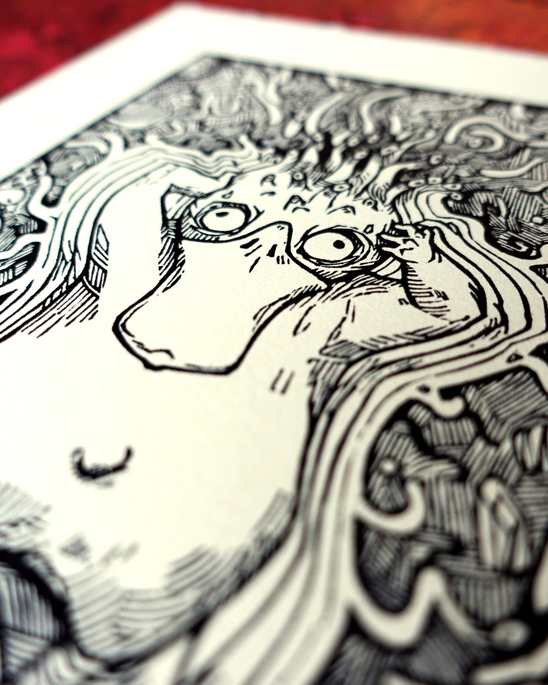 PSYDUCK - Handmade woodblock print - 22x16cm