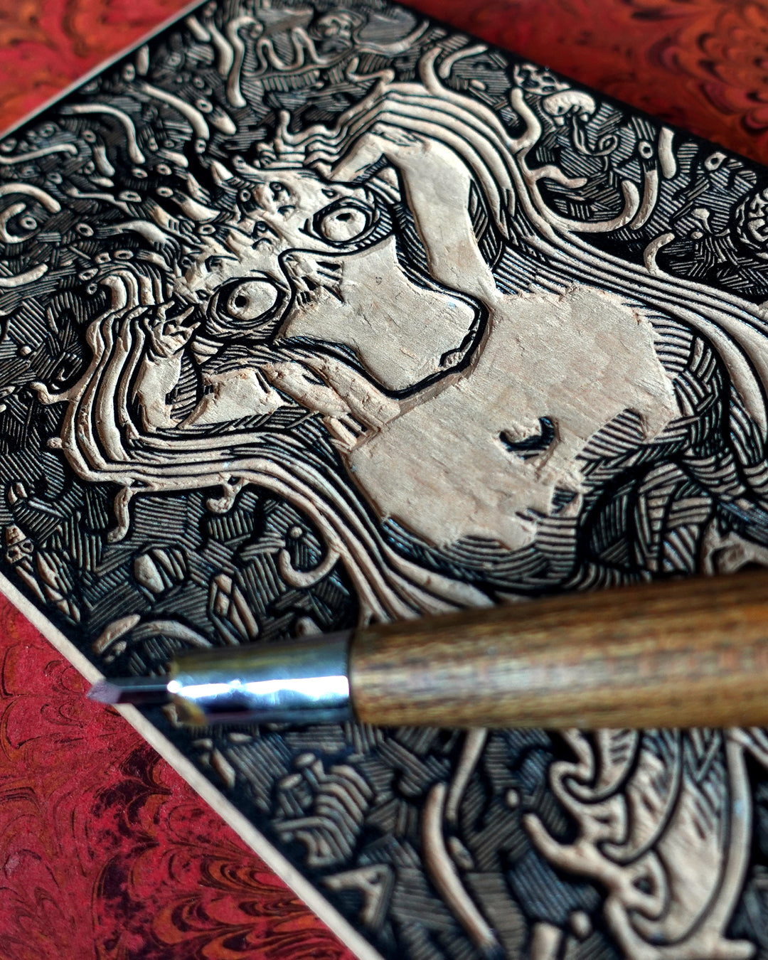 PSYDUCK - Handmade woodblock print - 22x16cm