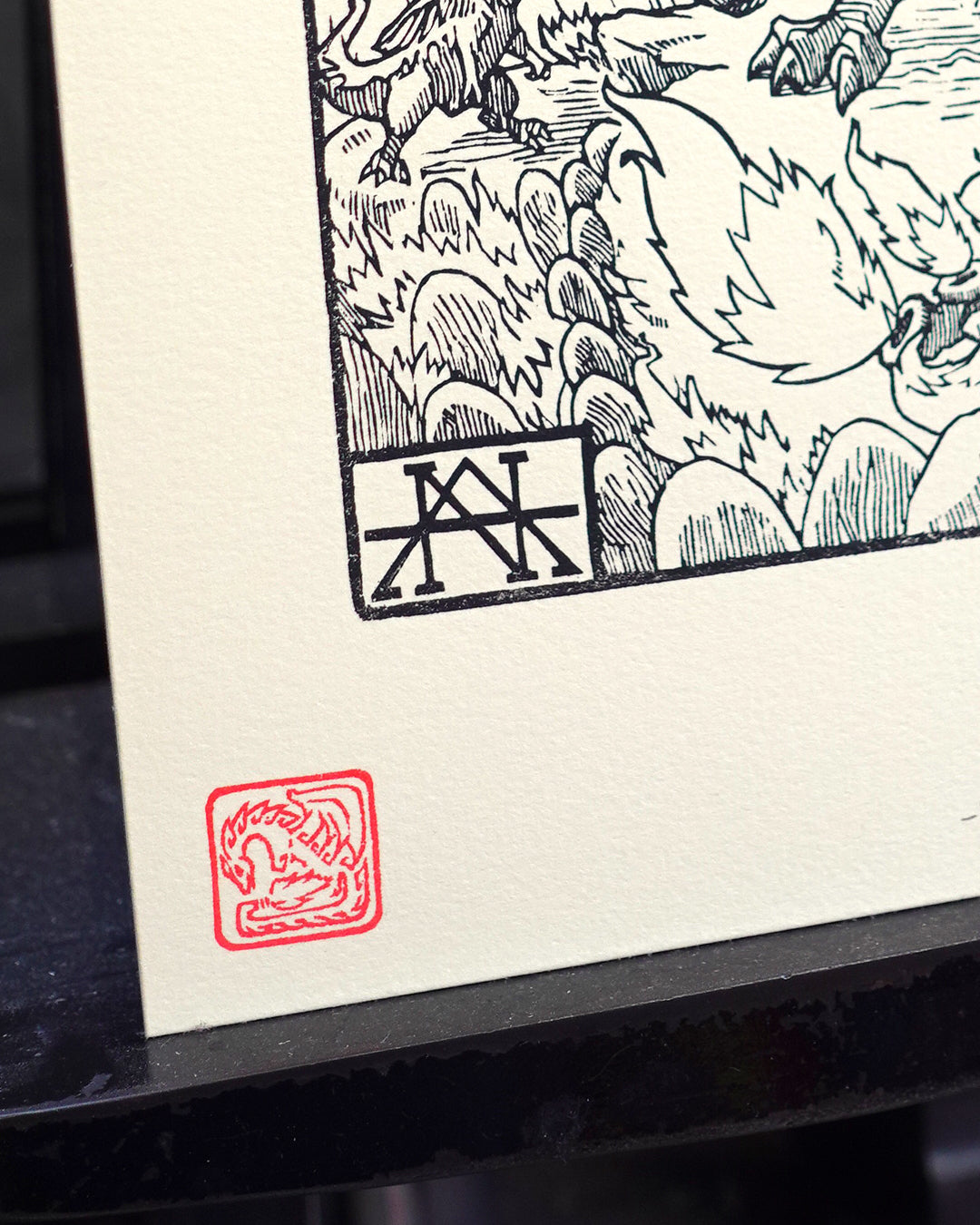 CHARIZARD - Handmade woodblock print - 28x22cm