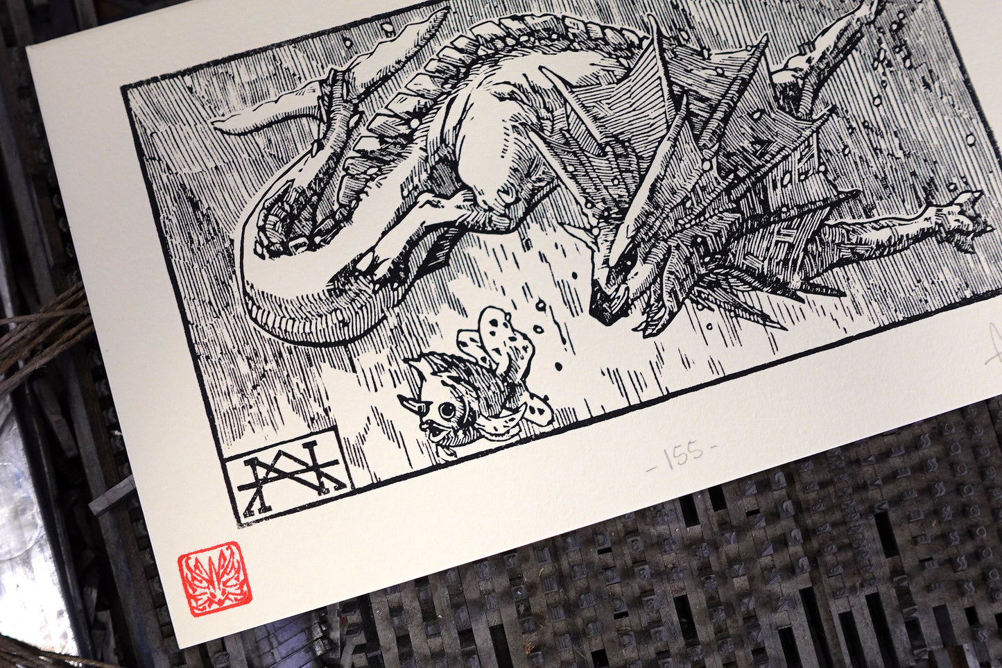 VAPOREON - Handmade woodblock print - 22x14cm