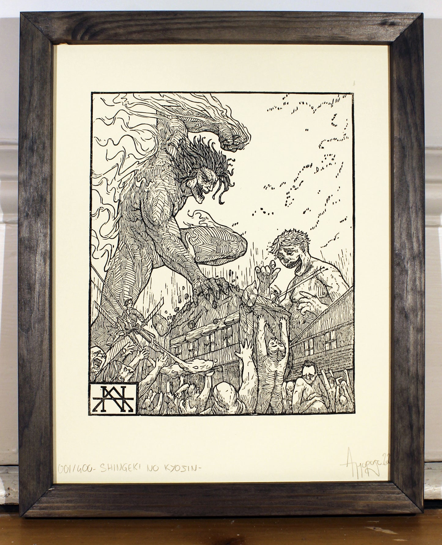 SHINGEKI NO KYOJIN - Handmade woodblock print - 28x22 cm