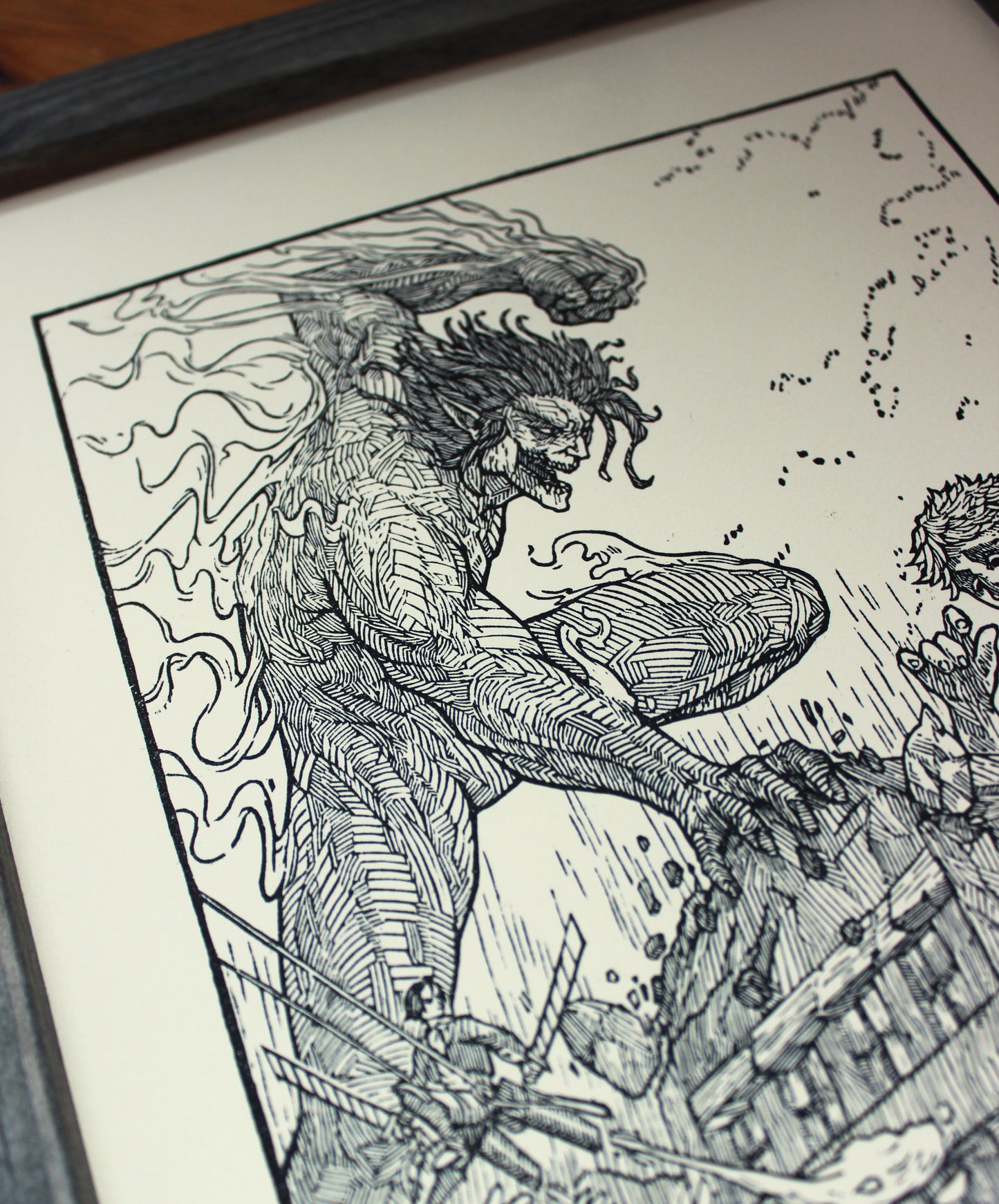 SHINGEKI NO KYOJIN - Handmade woodblock print - 28x22 cm