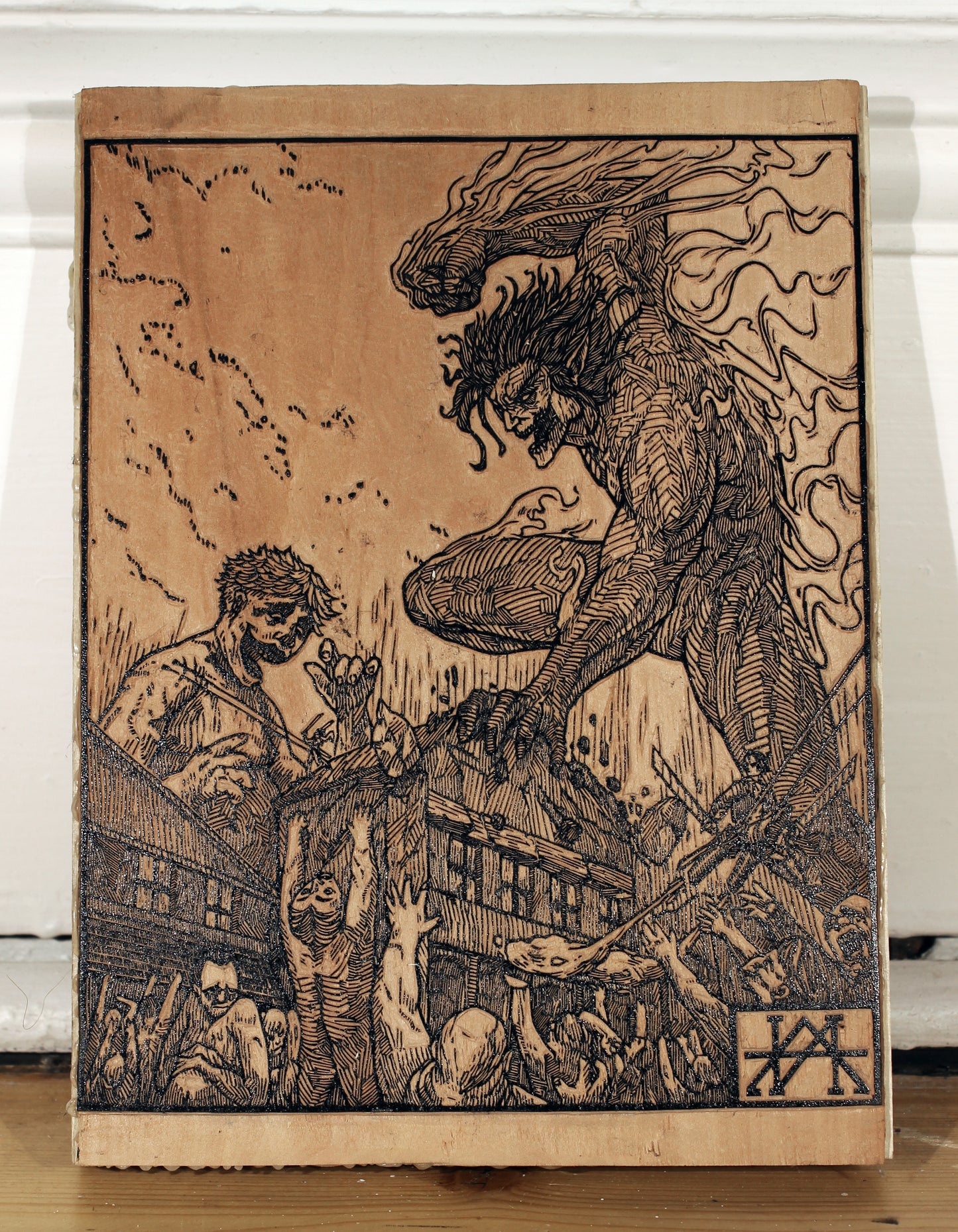 SHINGEKI NO KYOJIN - Handmade woodblock print - 28x22 cm