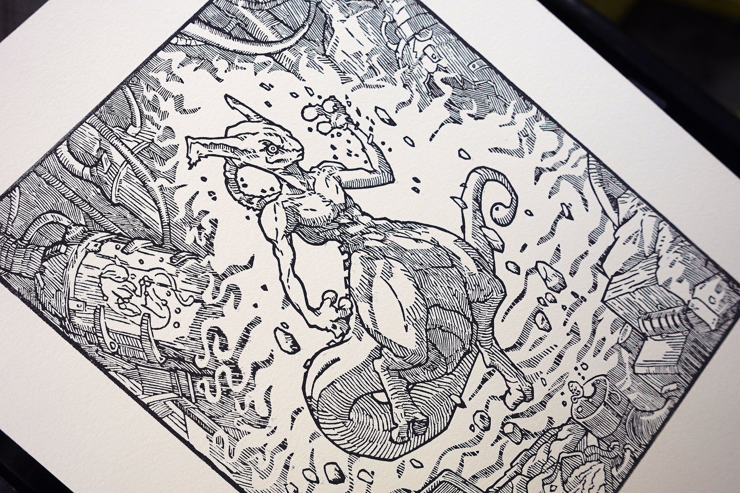 MEWTWO - Handmade woodblock print - 28x22cm