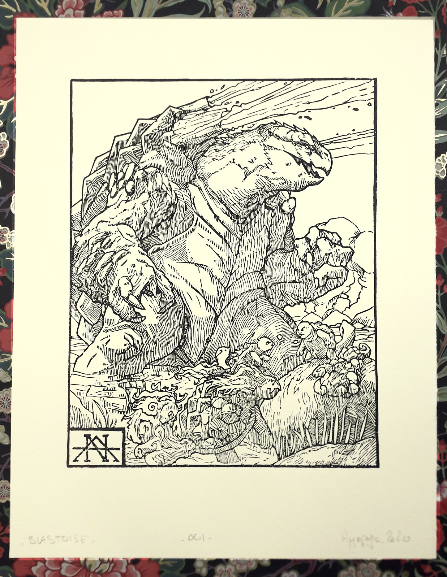 BLASTOISE - Handmade woodblock print - 28x22cm