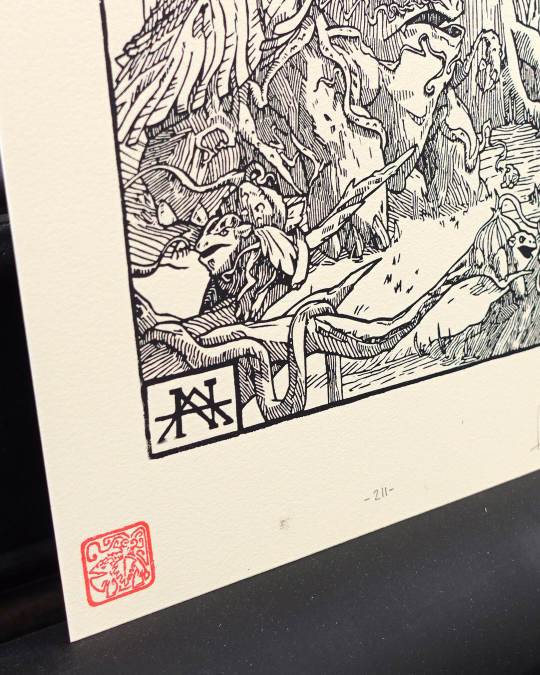 VENUSAUR - Handmade woodblock print - 28x22cm
