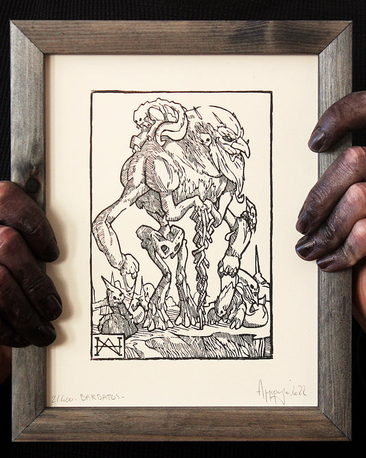 BARBATOS - Handmade woodblock print - 22x16cm