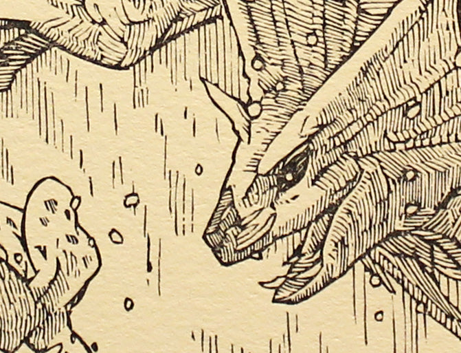 VAPOREON - Handmade woodblock print - 22x14cm