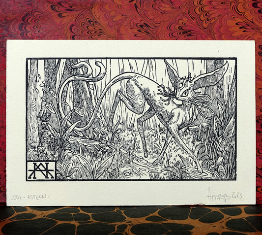 ESPEON - Handmade woodblock print - 14x22cm
