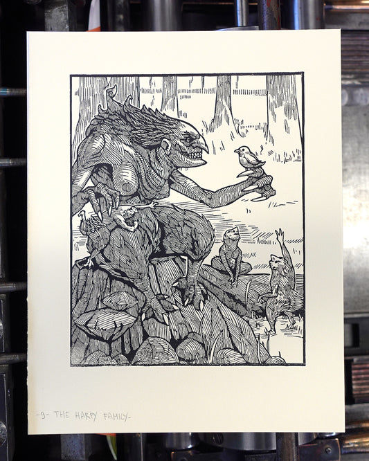 THE HARPY - Handmade woodblock print - 28x22cm