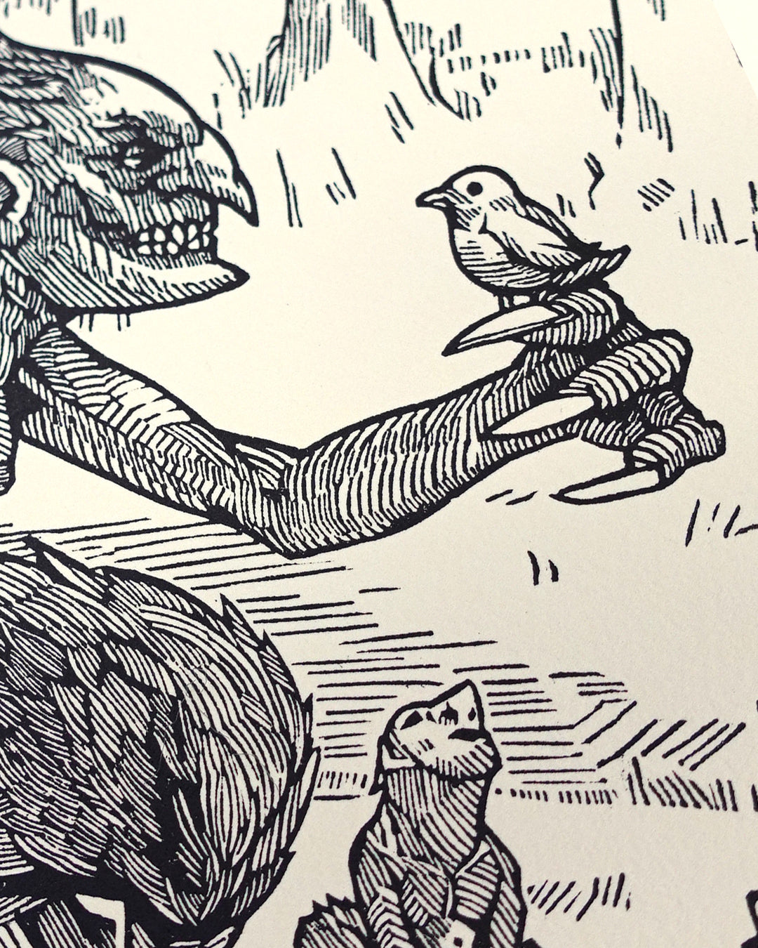 THE HARPY - Handmade woodblock print - 28x22cm