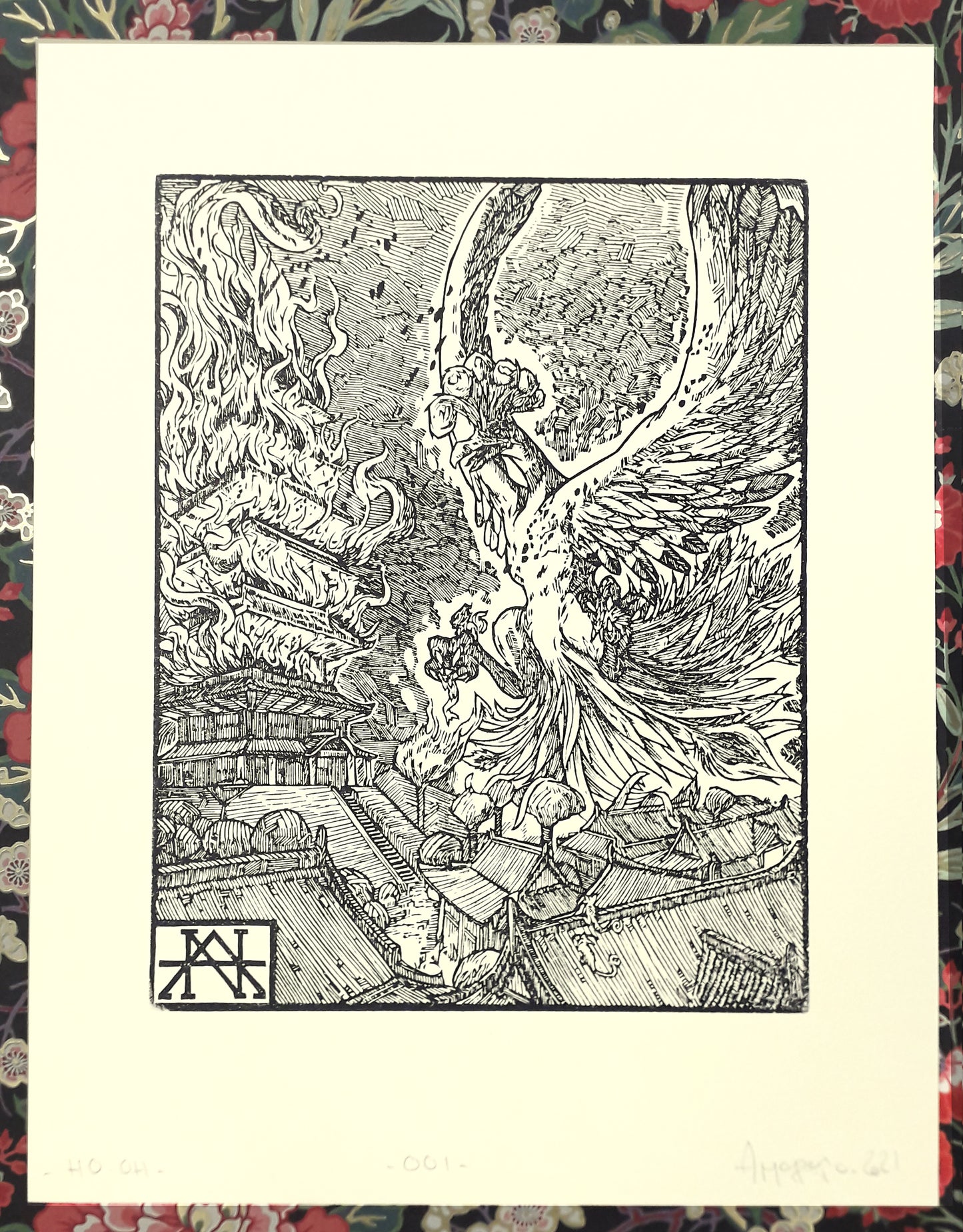 HO-OH - Handmade woodblock print - 28x22 cm