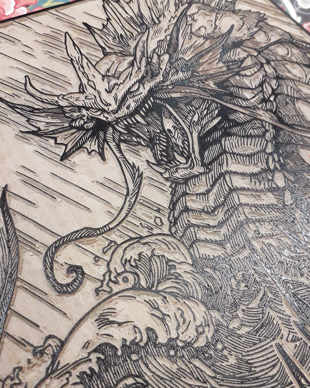 GYARADOS - Handmade woodblock print - 28x22cm