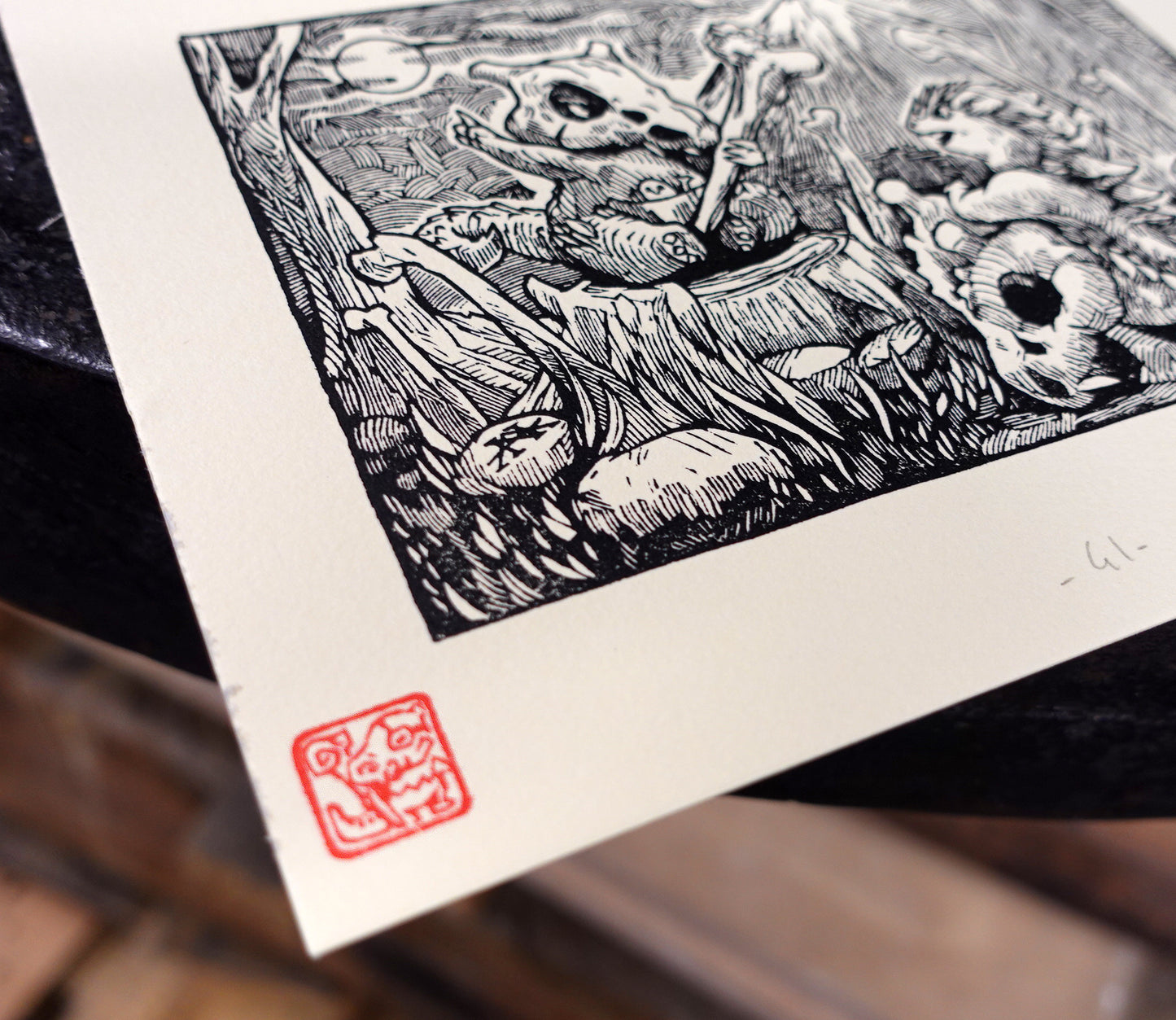 CUBONE - Handmade woodblock print - 22x16cm