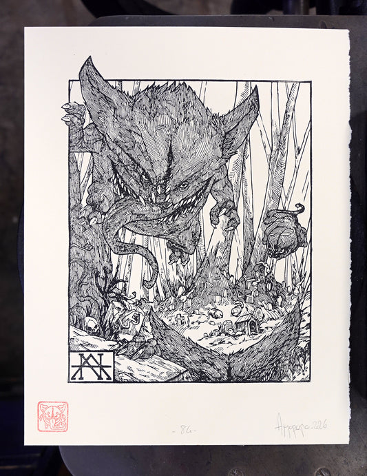 GENGAR - Handmade woodblock print - 28x22cm