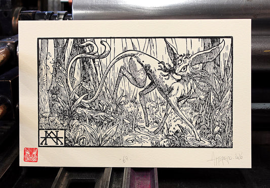 ESPEON - Handmade woodblock print - 14x22cm