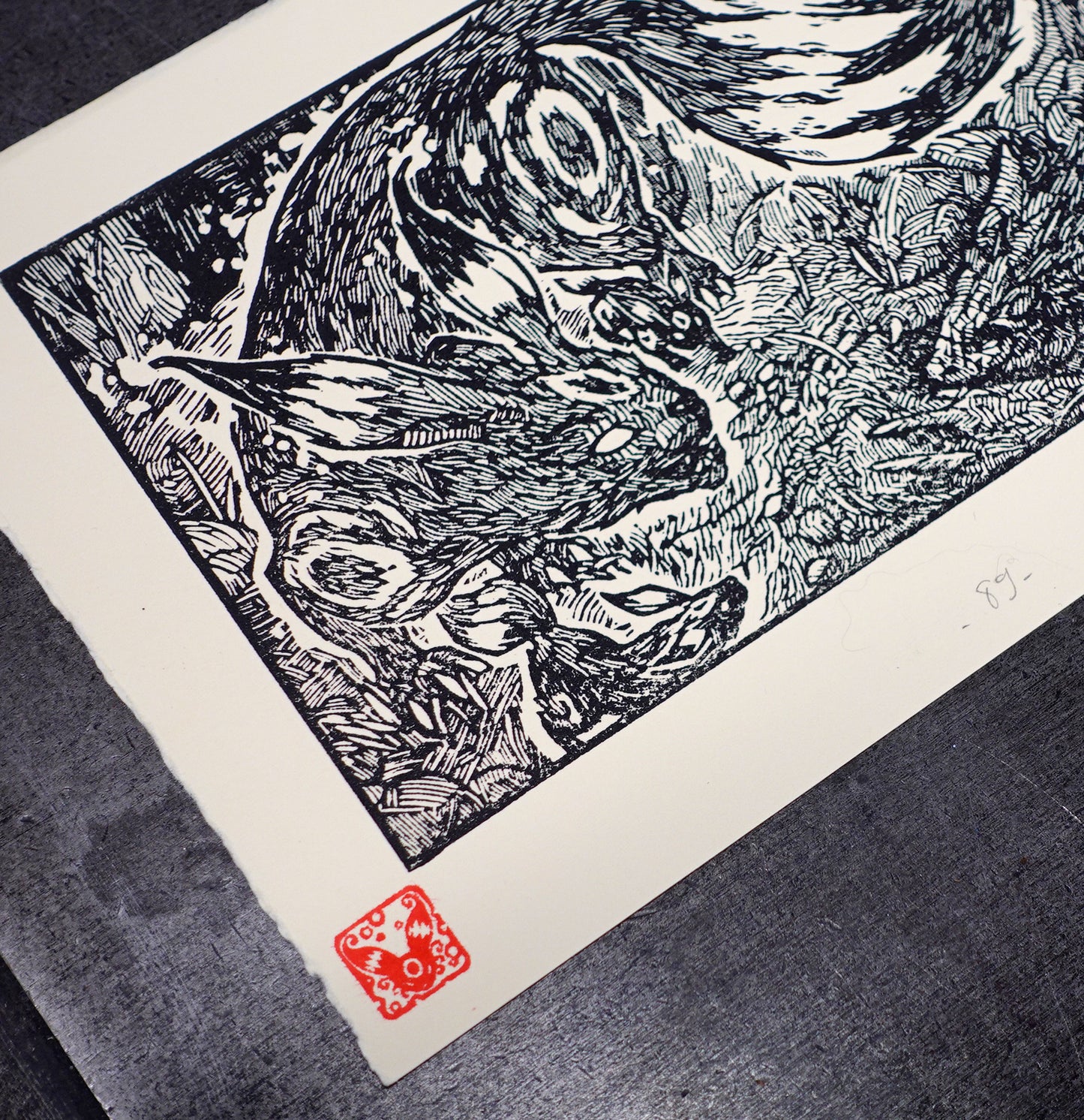 UMBREON - Handmade woodblock print - 22x14cm
