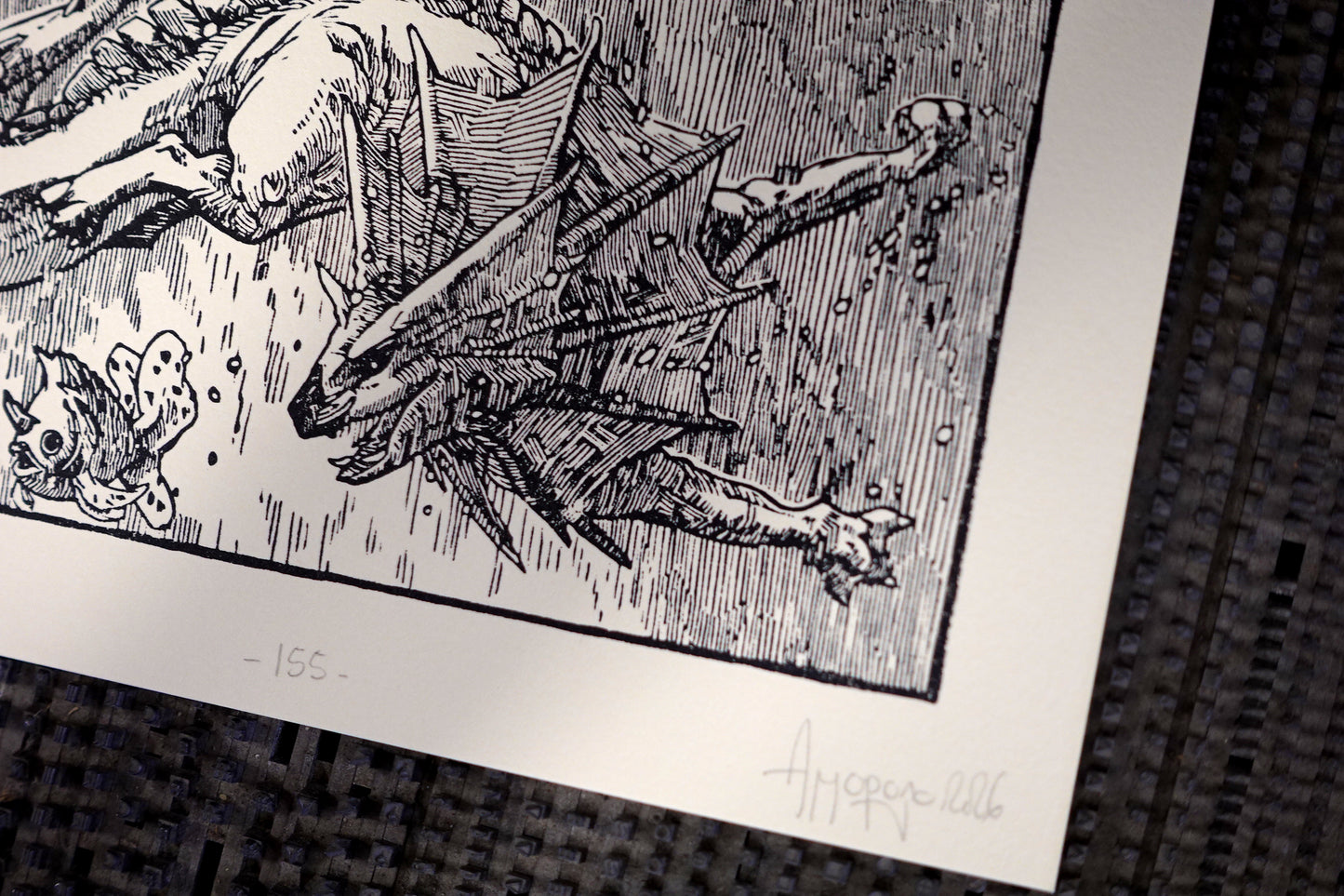 VAPOREON - Handmade woodblock print - 22x14cm