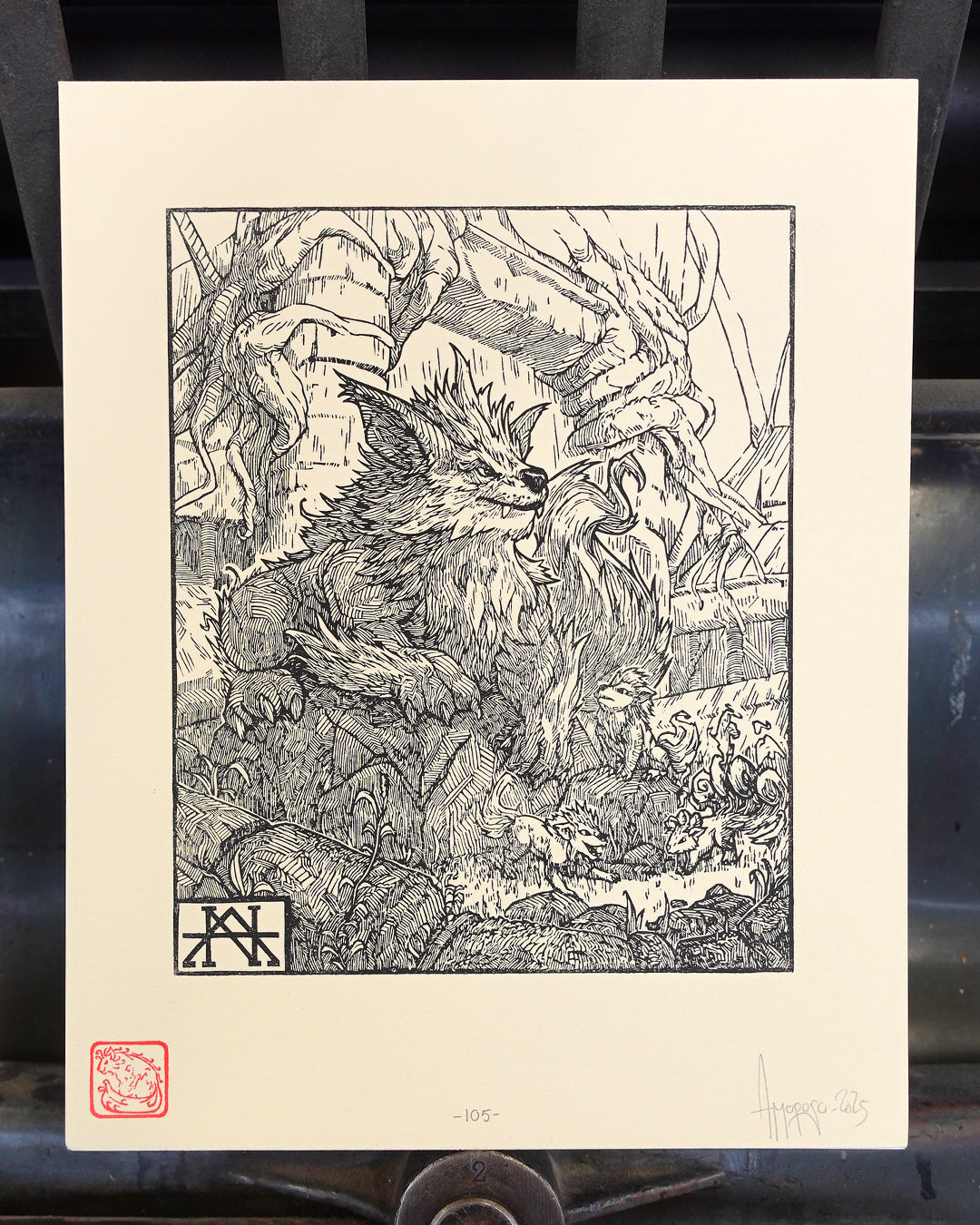 ARCANIN - Handmade woodblock print - 28x22cm