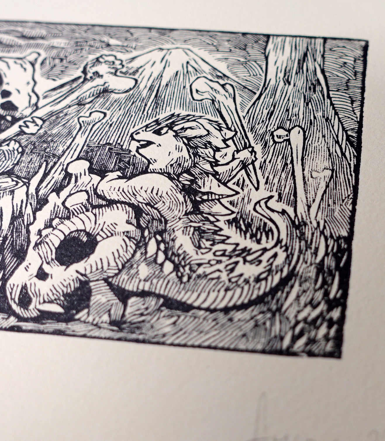 CUBONE - Handmade woodblock print - 22x16cm