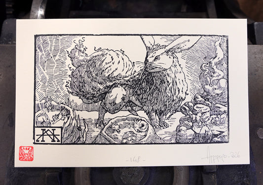 EEVEE - Handmade woodblock print - 14x22cm