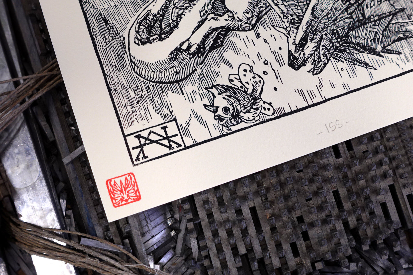 VAPOREON - Handmade woodblock print - 22x14cm