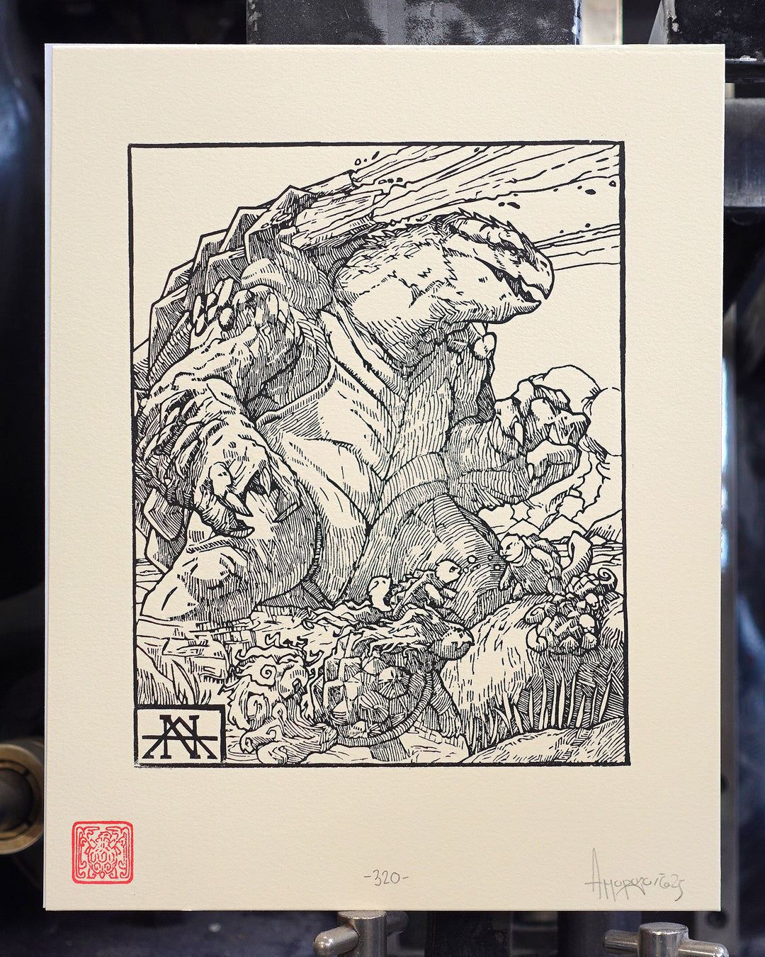 BLASTOISE - Handmade woodblock print - 28x22cm